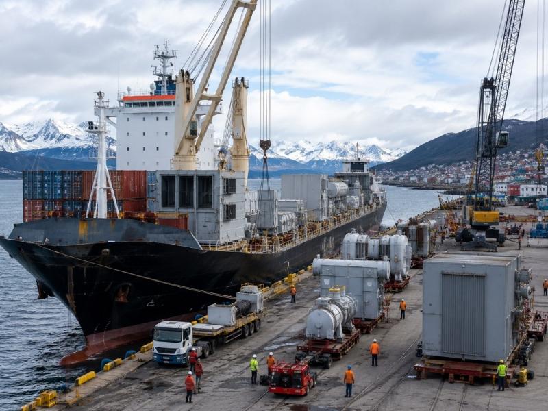 Coordinan despliegue hist�rico para la llegada del equipamiento de la nueva usina de Ushuaia 