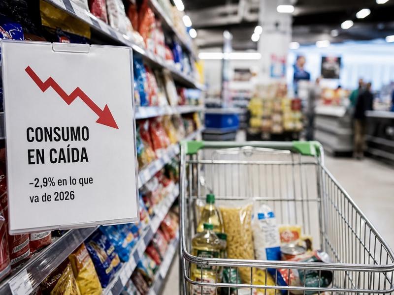El consumo masivo cayó por sexto mes consecutivo y acumuló una baja del 2,9% en lo que va de 2026