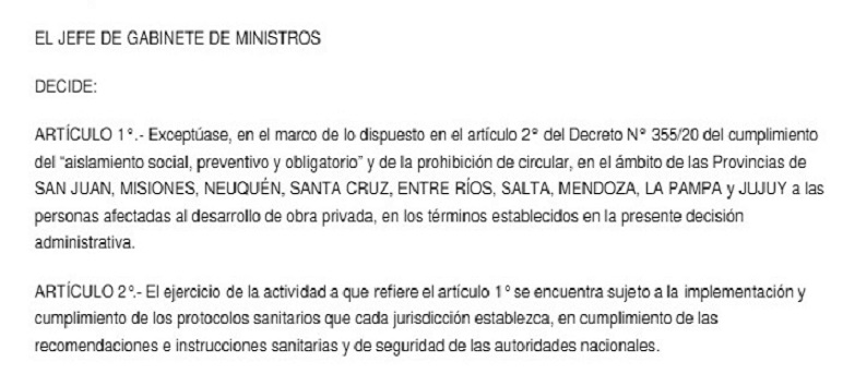 El Gobierno nacional ya haba anticipado que iba a autorizar en varias provincias las llamadas 