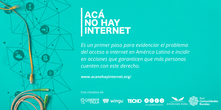 Esta plataforma permite visibilizar la falta y el dficit de las conexiones a Internet en toda Amrica Latina. Se trata de una iniciativa conjunta entre WINGU, Red comunidades, TECHO, Diversidad Rural y ACIJ.