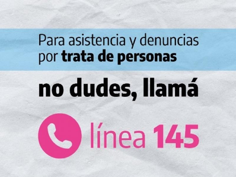 La lnea telefnica 145 es un servicio gratuito disponible las 24 horas, todos los das del ao, y tiene como objetivo recibir denuncias e informacin sobre cualquier forma de explotacin de personas, record el Concejal Abreg.