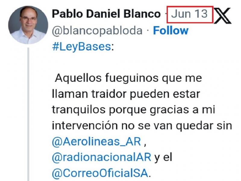 El Senador nacional Pablo Blanco qued en el ojo de la tormenta cuando vot favorablemente las facultades delegadas al Presidente Javier Milei, despus de haber dicho que nunca lo votara.