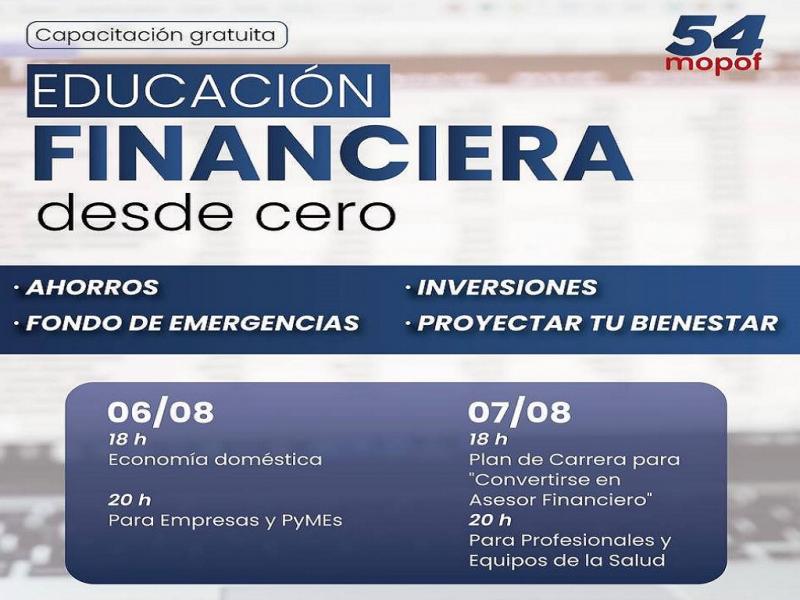 Las capacitaciones estarn a cargo de las Asesoras Financieras Roco Piero y Lorena Ravettini. Para participar, hay que completar el formulario a travs de este link bit.ly/45dYO2H, seleccionando los das y horarios a los que asistir.