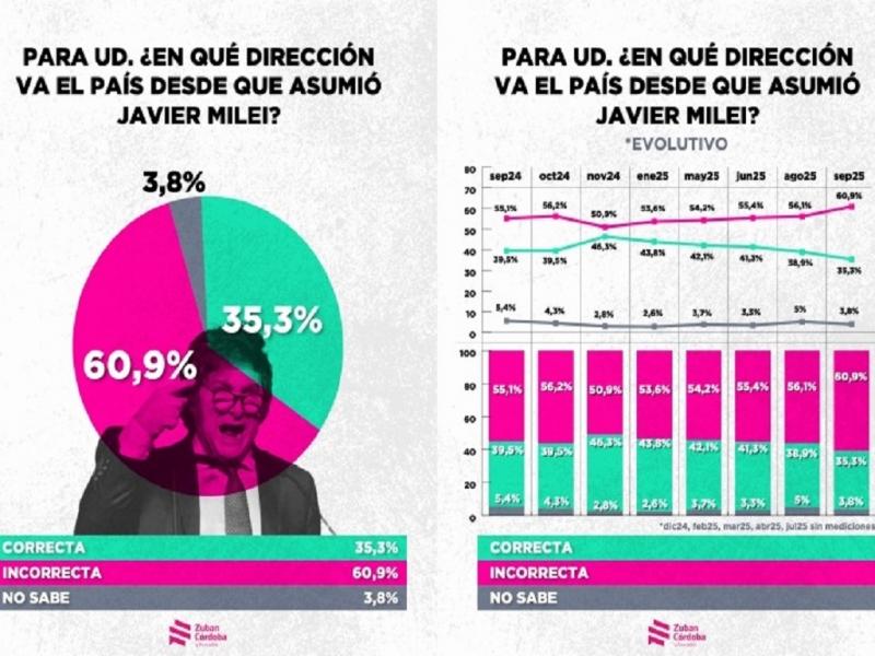 Un 60% cree que Milei debera pedirle la renuncia a su hermana y a los Menem, y un 61% cree que de no cambiar de rumbo el Gobierno perder las elecciones en octubre.