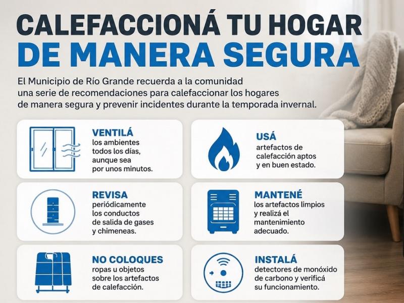 El monóxido de carbono es un gas altamente peligroso que no posee color, olor ni sabor, por lo que resulta imperceptible para las personas. Ante una emergencia, comunicarse con el 103 de Defensa Civil o con el 107 del Hospital de Río Grande.