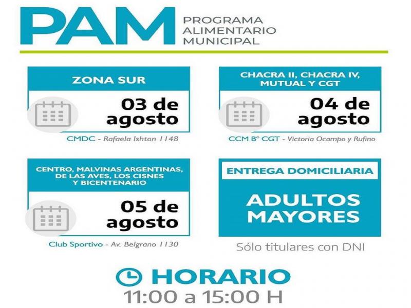 Este lunes 3 de agosto, la entrega será en el Centro Municipal de Desarrollo Comunitario (calle Rafaela Ishton Nº 1.148), destinada a las familias de la margen sur.