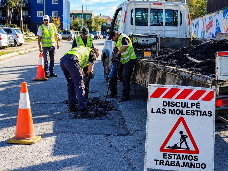 Las tareas de bacheo se realizaron en la rotonda de Andorra, en el ingreso al barrio Dos Banderas, sobre las avenidas H�roes de Malvinas y Perito Moreno, en Hip�lito Yrigoyen, a la altura de la rotonda del Aeropuerto, entre otros lugares.